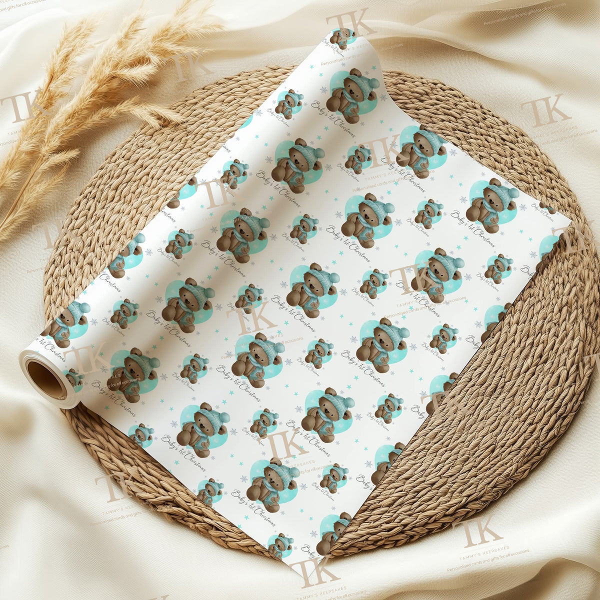 Personalised winter bear wrapping paper