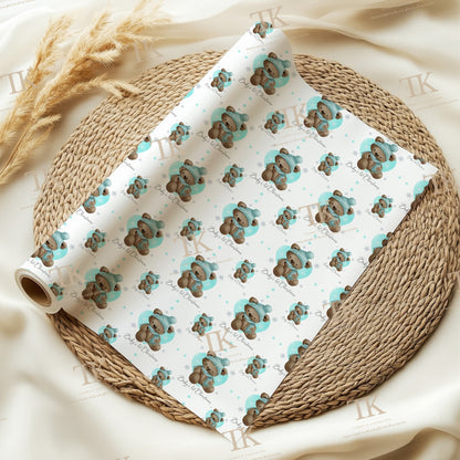 Personalised winter bear wrapping paper