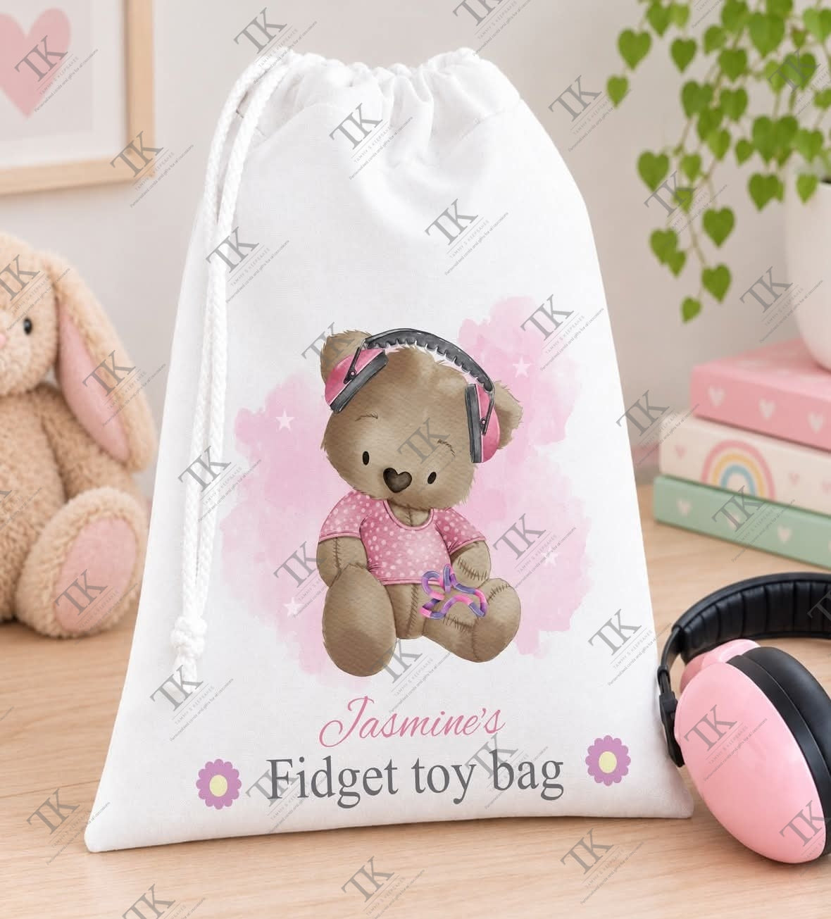 Personalised fidget/sensory toy drawstring bag