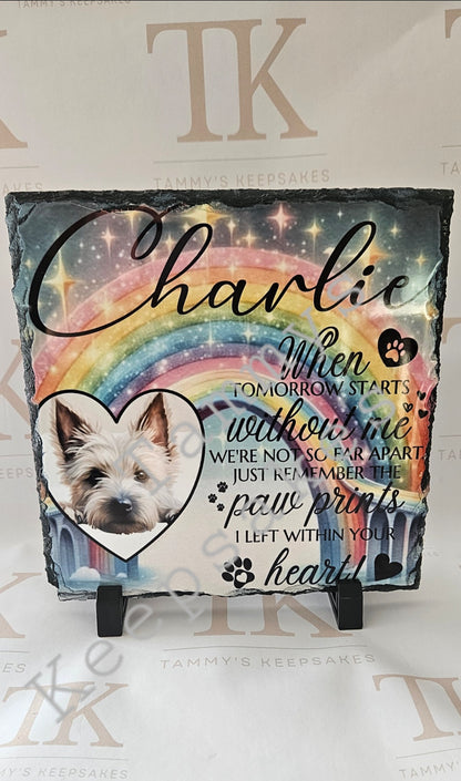 Pet memorial photo slates