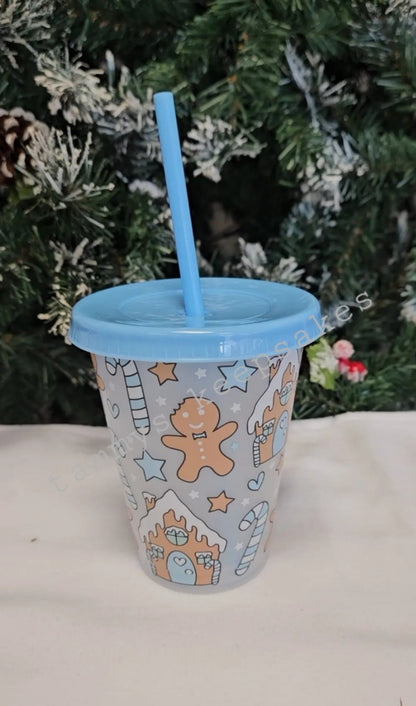 Blue 16oz gingerbread cold cup