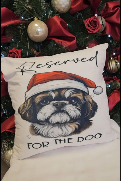 Christmas shih tzu cushion