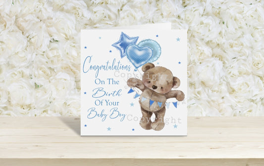 Brown Bear New Baby greetings card