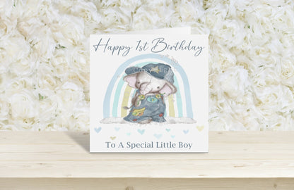 patchwork nelephant 1st birthday card