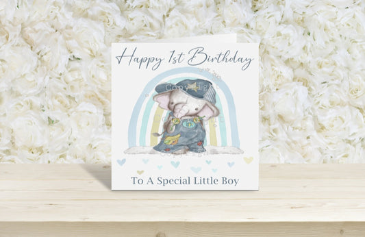 patchwork nelephant 1st birthday card