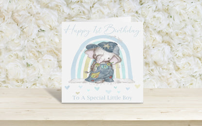patchwork nelephant 1st birthday card
