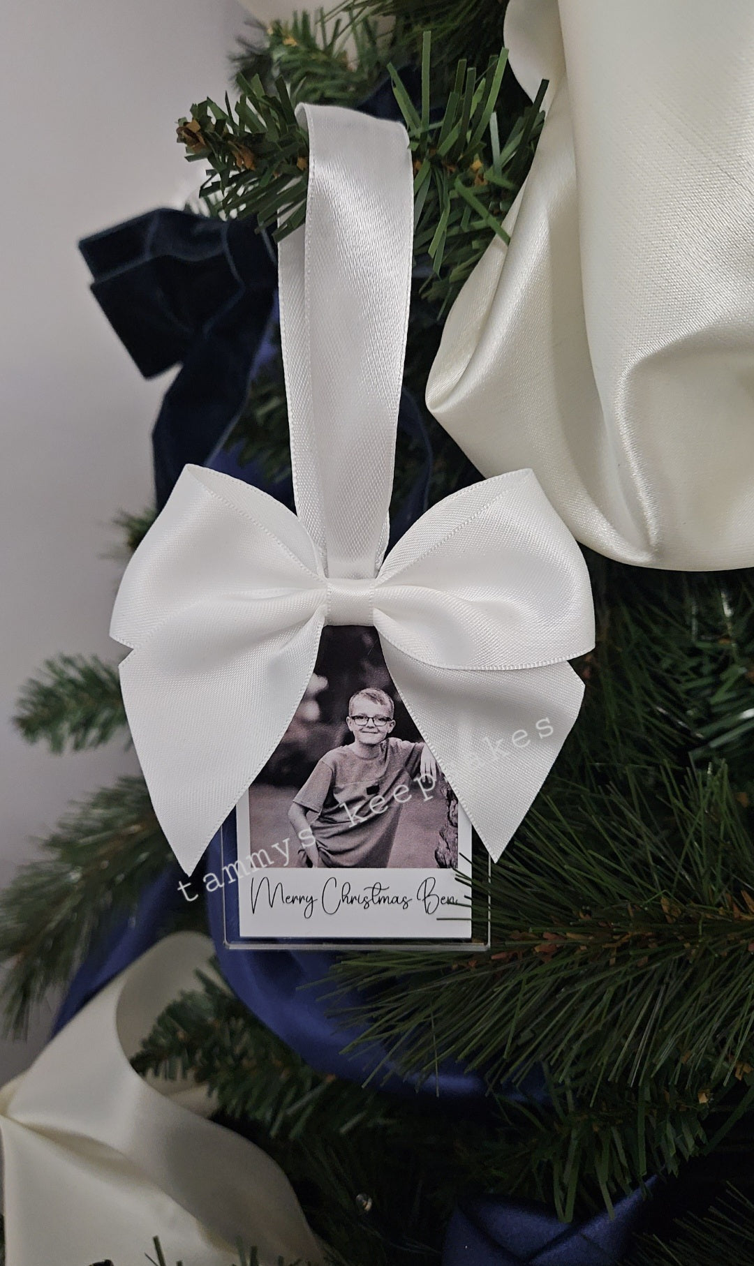 Personalised acrylic Polaroid photo bauble