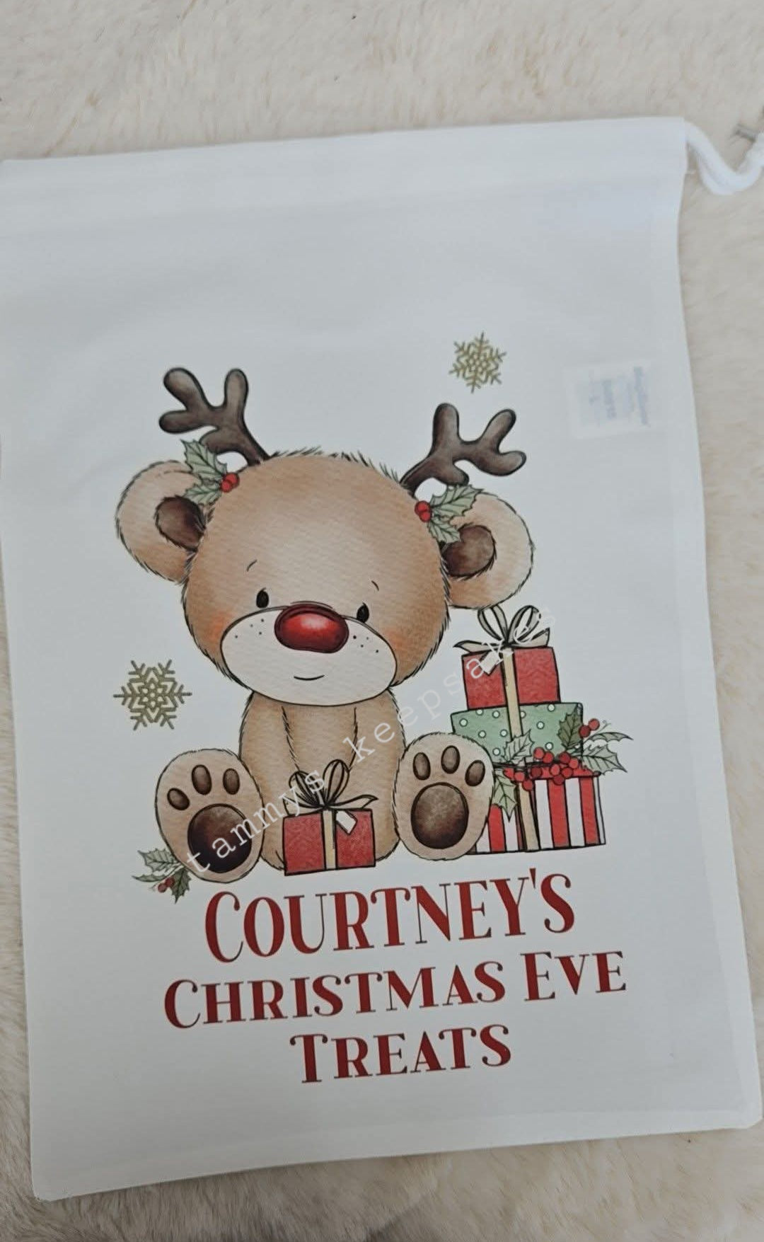 Cute reinbear Christmas eve bag