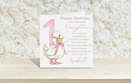 Cute Goose First Birthday card