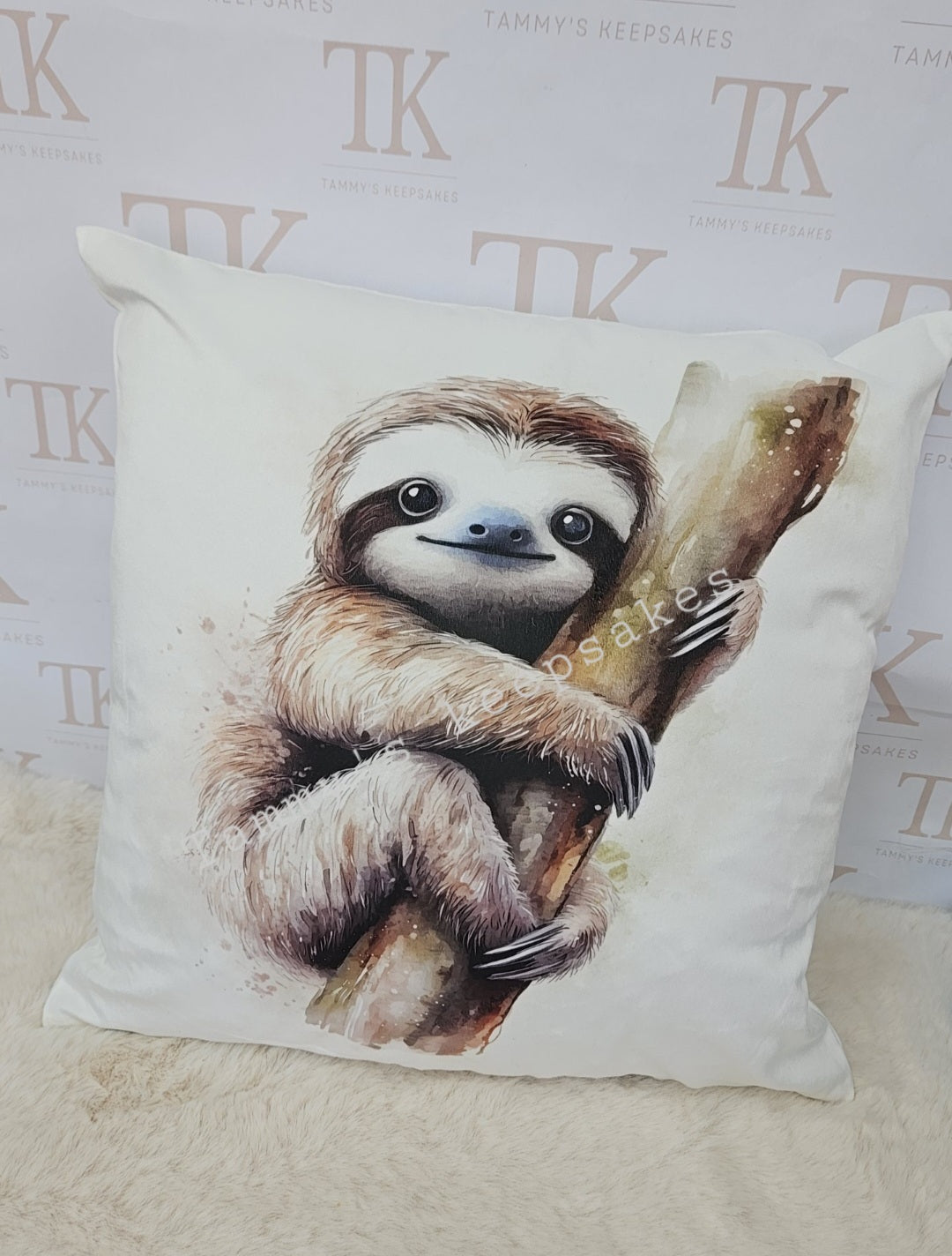 Watercolour sloth cushion