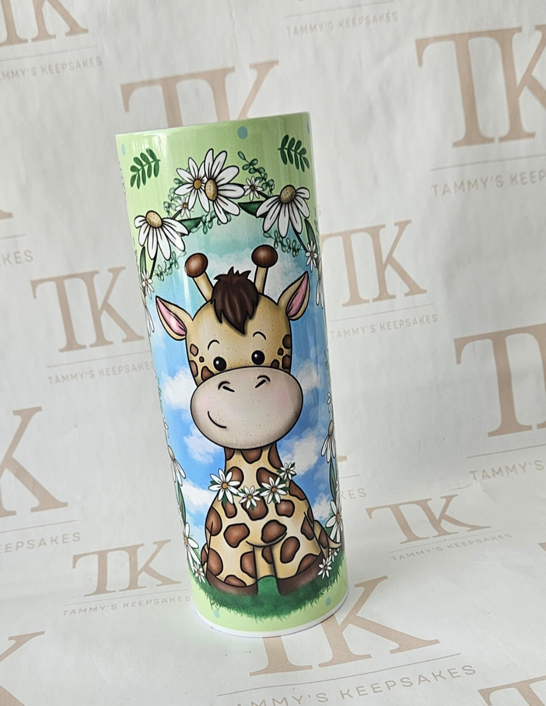 Spring floral giraffe tumbler