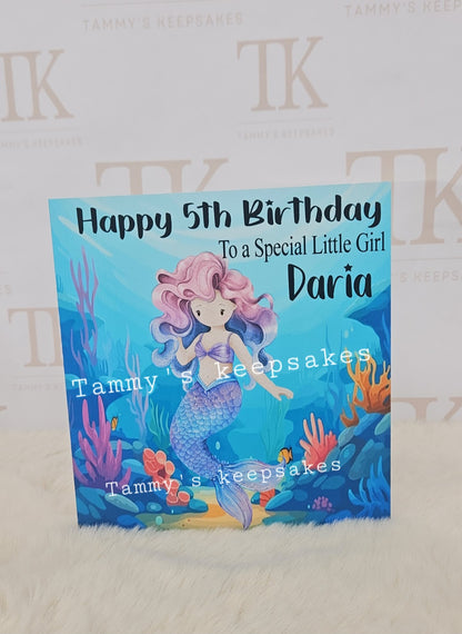 Personalised mermaid birthday card
