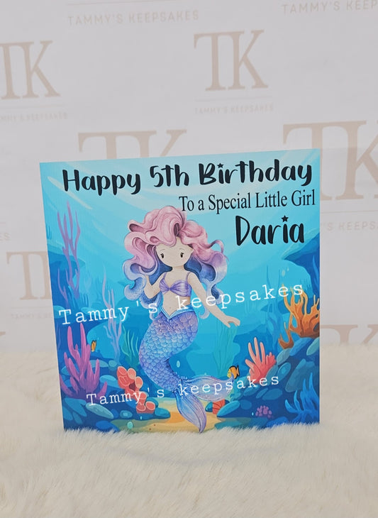 Personalised mermaid birthday card