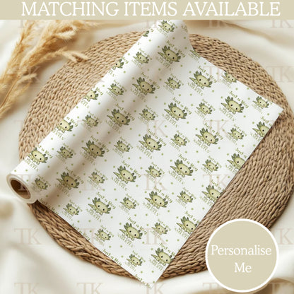 Green just a boy axolotl birthday wrapping paper