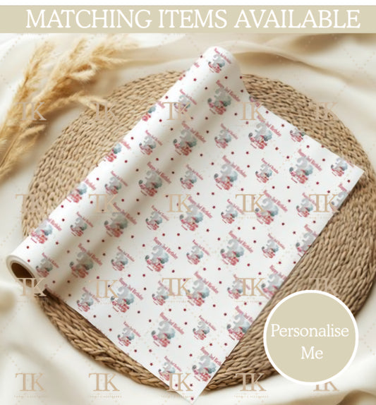 Fire engine number wrapping paper