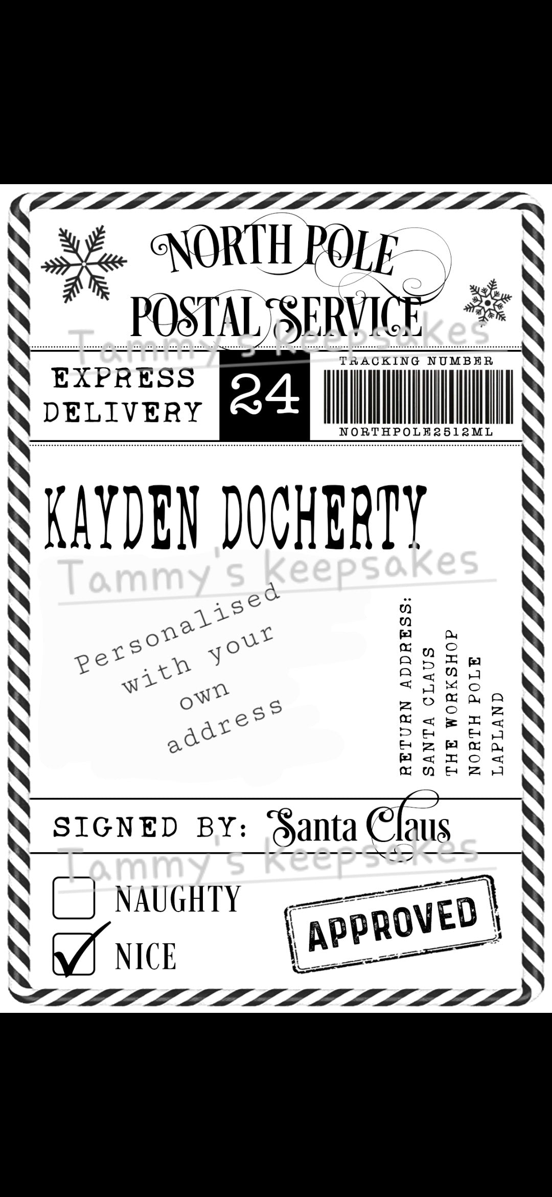 Personalised santa christmas postage gift labels