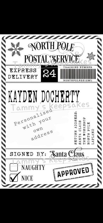 Personalised santa christmas postage gift labels