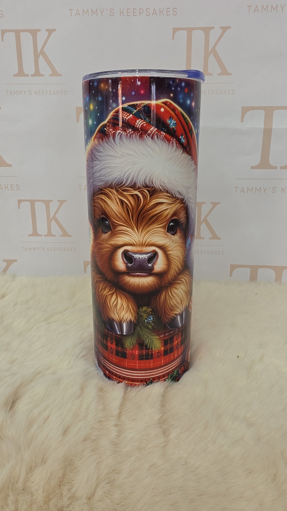 Christmas highland cow tumbler