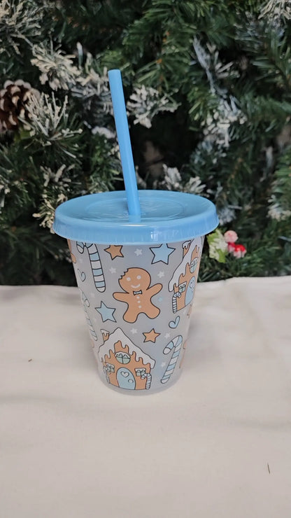 Blue 16oz gingerbread cold cup