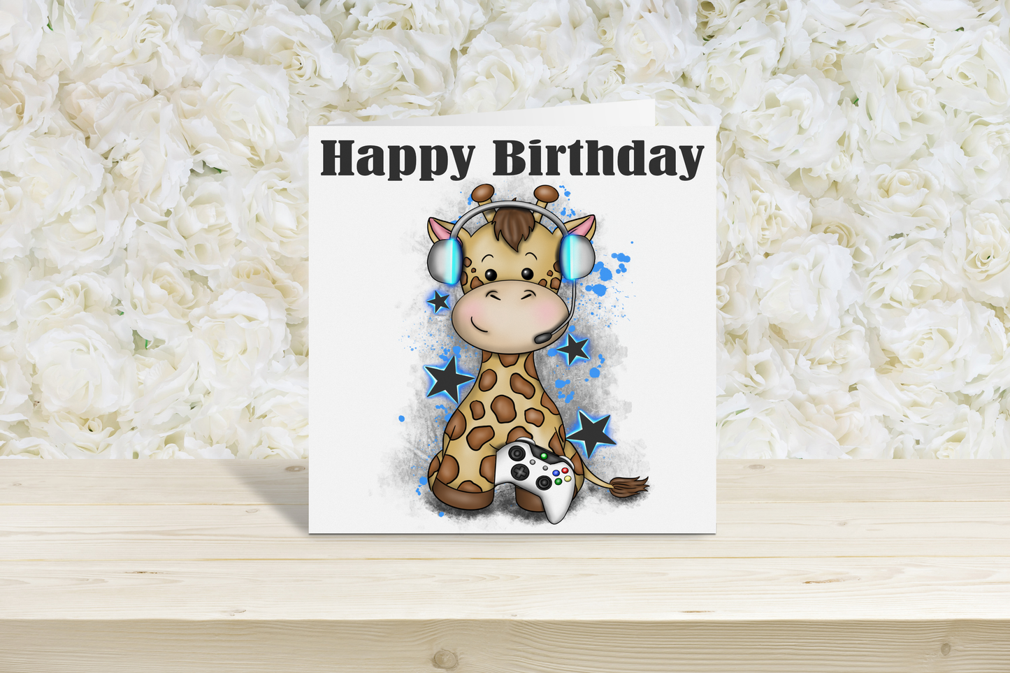 Gamer Giraffe birthday card