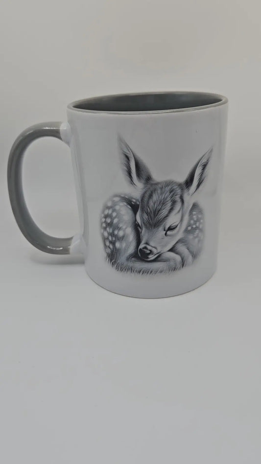 Sketchy sleeping deer mug