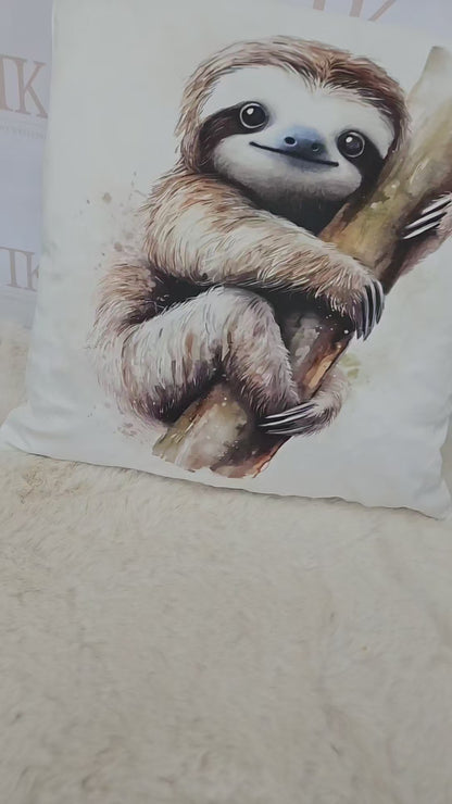 Watercolour sloth cushion
