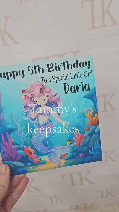 Personalised mermaid birthday card