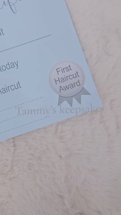 First hair cut certificate