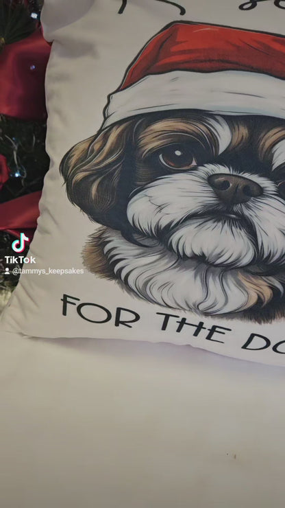 Christmas shih tzu cushion