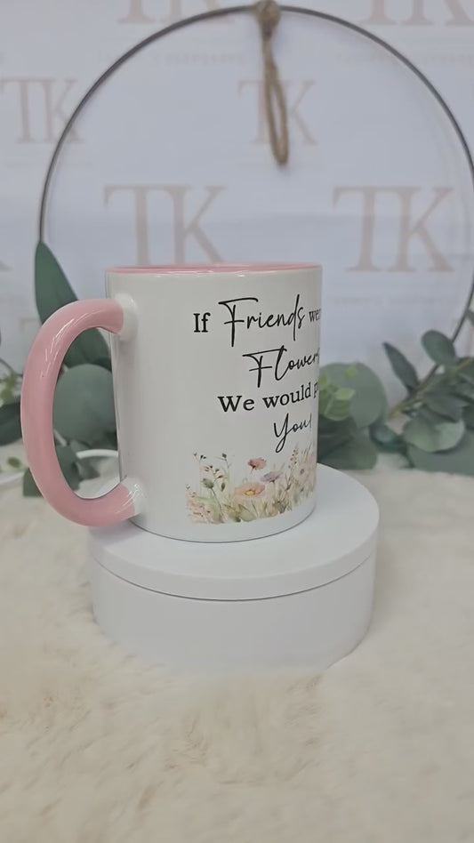 Pink handled personalised flower mug