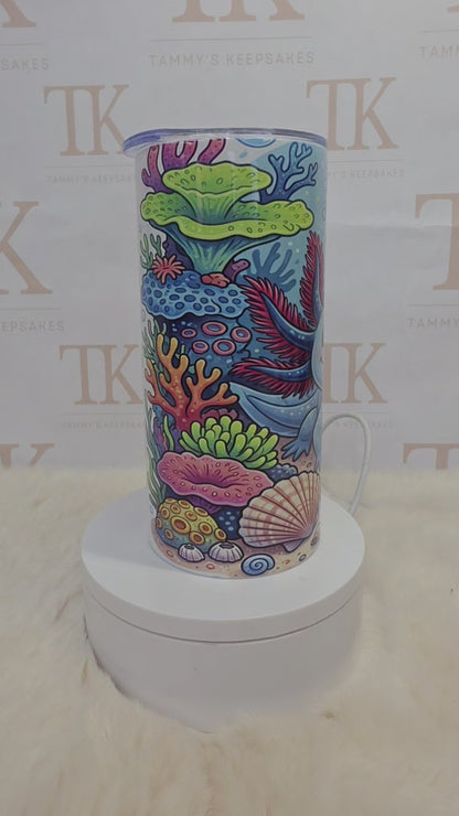Blue axolotl 15oz tumbler