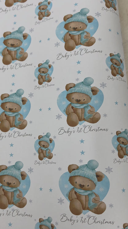 Personalised winter bear wrapping paper