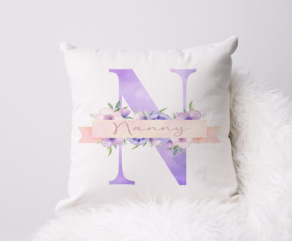 Lilac Nan alphabet cushion