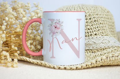 Nan pink handled Mug