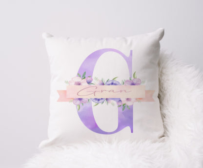 Lilac gran alphabet cushion