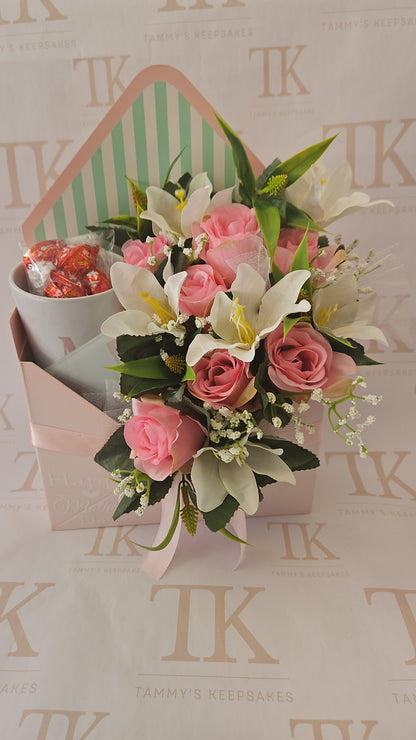 Faux flower envelope boxes