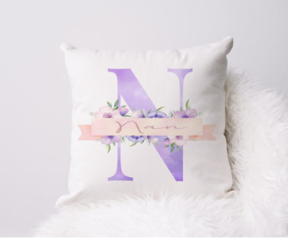 Lilac Nan alphabet cushion