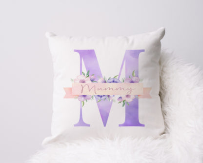 Mum lilac alphabet cushion