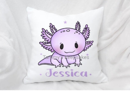 Personalised axolotl cushion