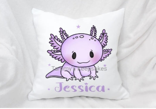 Personalised axolotl cushion