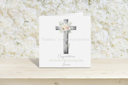Personalised Cross Christening/communion card