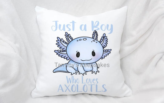 Just a boy who loves axolotls cushion