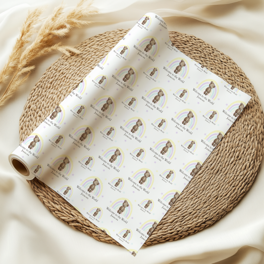 Welcome to the world rainbow wrapping paper