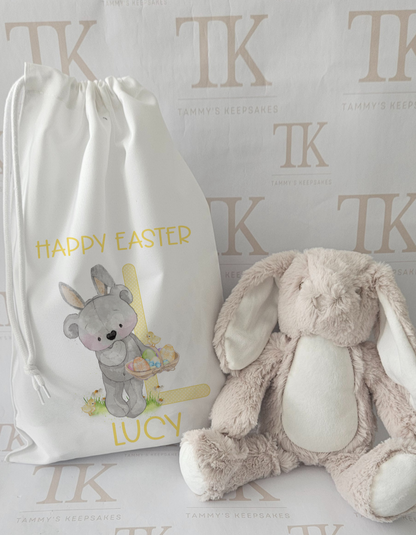 Alphabet bear easter drawstring bag